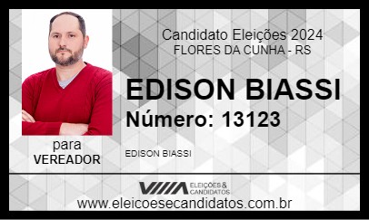 Candidato EDISON BIASSI 2024 - FLORES DA CUNHA - Eleições