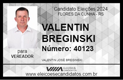 Candidato VALENTIN BREGINSKI 2024 - FLORES DA CUNHA - Eleições