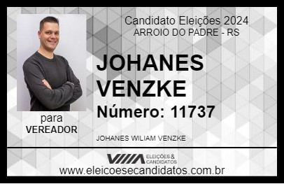 Candidato JOHANES VENZKE 2024 - ARROIO DO PADRE - Eleições