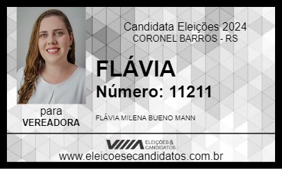 Candidato FLÁVIA 2024 - CORONEL BARROS - Eleições