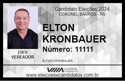 Candidato ELTON KRONBAUER 2024 - CORONEL BARROS - Eleições