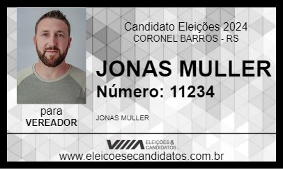 Candidato JONAS MULLER 2024 - CORONEL BARROS - Eleições