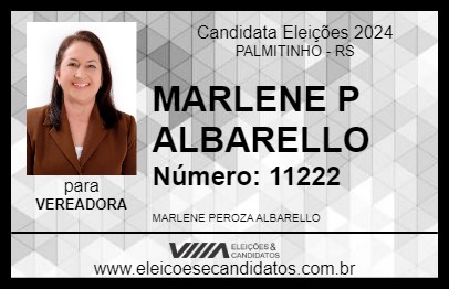 Candidato MARLENE P ALBARELLO 2024 - PALMITINHO - Eleições