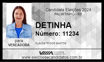 Candidato DETINHA 2024 - PALMITINHO - Eleições