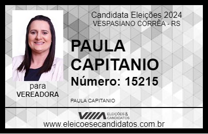 Candidato PAULA CAPITANIO 2024 - VESPASIANO CORRÊA - Eleições