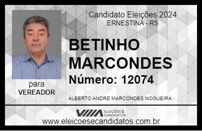 Candidato BETINHO MARCONDES 2024 - ERNESTINA - Eleições