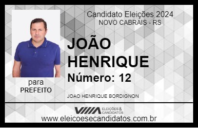 Candidato JOÃO HENRIQUE 2024 - NOVO CABRAIS - Eleições