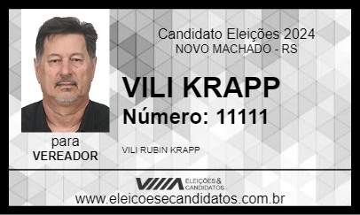 Candidato VILI KRAPP 2024 - NOVO MACHADO - Eleições