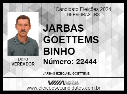 Candidato JARBAS GOETTEMS BINHO 2024 - HERVEIRAS - Eleições