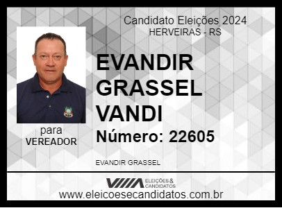 Candidato EVANDIR GRASSEL VANDI 2024 - HERVEIRAS - Eleições