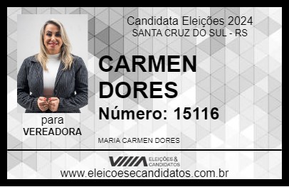 Candidato CARMEN DORES 2024 - SANTA CRUZ DO SUL - Eleições