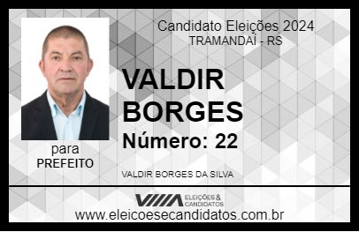 Candidato VALDIR BORGES 2024 - TRAMANDAÍ - Eleições