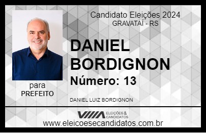 Candidato DANIEL BORDIGNON 2024 - GRAVATAÍ - Eleições