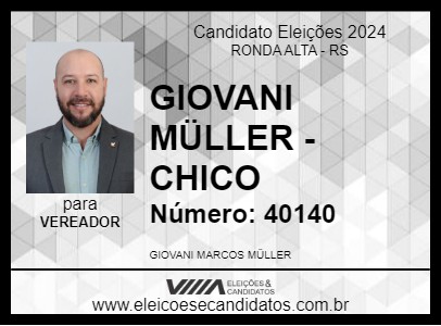 Candidato GIOVANI MÜLLER - CHICO 2024 - RONDA ALTA - Eleições