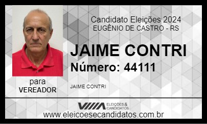 Candidato JAIME CONTRI 2024 - EUGÊNIO DE CASTRO - Eleições