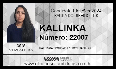 Candidato KALLINKA 2024 - BARRA DO RIBEIRO - Eleições