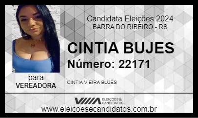 Candidato CINTIA BUJES 2024 - BARRA DO RIBEIRO - Eleições