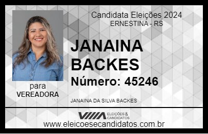 Candidato JANAINA BACKES 2024 - ERNESTINA - Eleições