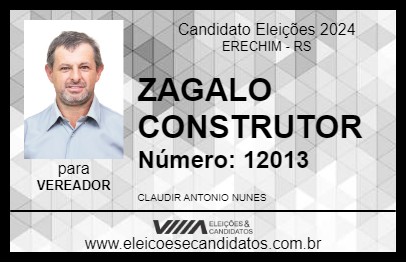 Candidato ZAGALO CONSTRUTOR 2024 - ERECHIM - Eleições