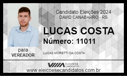 Candidato LUCAS COSTA 2024 - DAVID CANABARRO - Eleições