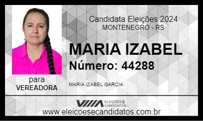 Candidato MARIA IZABEL 2024 - MONTENEGRO - Eleições