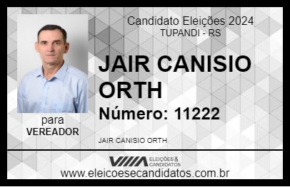 Candidato JAIR CANISIO ORTH 2024 - TUPANDI - Eleições