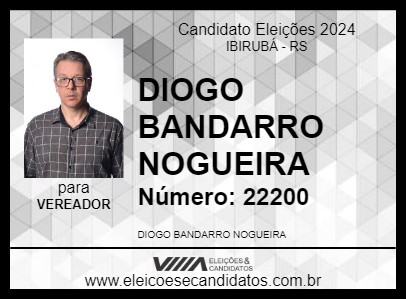 Candidato DIOGO BANDARRO NOGUEIRA 2024 - IBIRUBÁ - Eleições