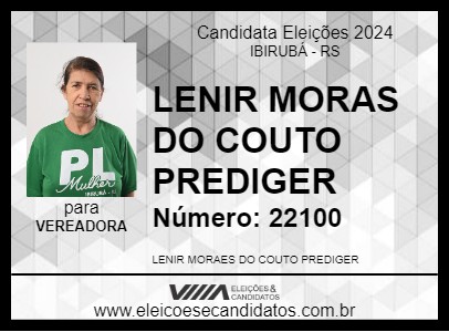 Candidato LENIR MORAES DO COUTO PREDIGER 2024 - IBIRUBÁ - Eleições