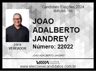 Candidato JOAO ADALBERTO JANDREY 2024 - IBIRUBÁ - Eleições