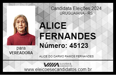 Candidato ALICE FERNANDES 2024 - URUGUAIANA - Eleições