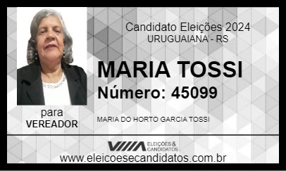 Candidato MARIA TOSSI 2024 - URUGUAIANA - Eleições