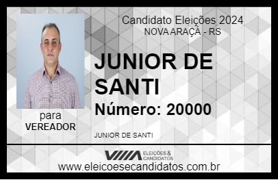 Candidato JUNIOR DE SANTI 2024 - NOVA ARAÇÁ - Eleições