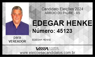 Candidato EDEGAR HENKE 2024 - ARROIO DO PADRE - Eleições