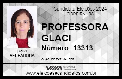 Candidato PROFESSORA GLACI 2024 - CIDREIRA - Eleições