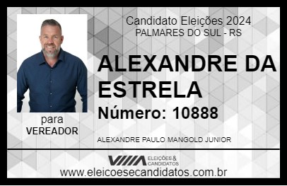 Candidato ALEXANDRE DA ESTRELA 2024 - PALMARES DO SUL - Eleições