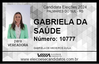 Candidato GABRIELA DA SAÚDE 2024 - PALMARES DO SUL - Eleições