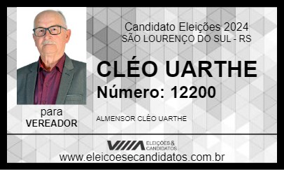 Candidato CLÉO UARTHE 2024 - SÃO LOURENÇO DO SUL - Eleições