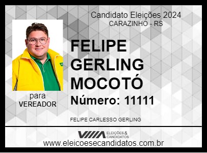 Candidato FELIPE GERLING MOCOTÓ 2024 - CARAZINHO - Eleições