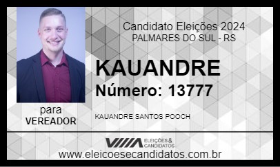 Candidato KAUANDRE  2024 - PALMARES DO SUL - Eleições