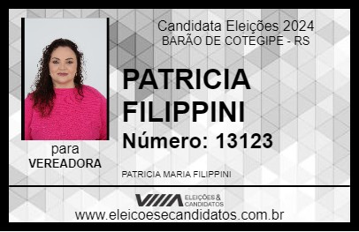 Candidato PATRICIA FILIPPINI 2024 - BARÃO DE COTEGIPE - Eleições