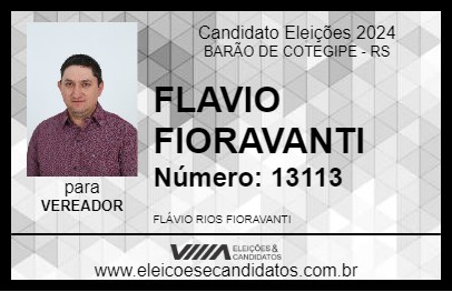 Candidato FLAVIO FIORAVANTI 2024 - BARÃO DE COTEGIPE - Eleições