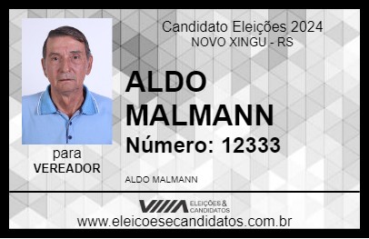 Candidato ALDO MALMANN 2024 - NOVO XINGU - Eleições