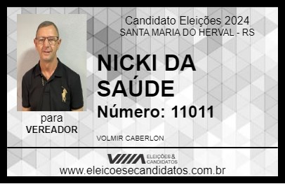 Candidato NICKI DA SAÚDE 2024 - SANTA MARIA DO HERVAL - Eleições