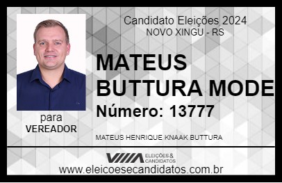 Candidato MATEUS BUTTURA MODE 2024 - NOVO XINGU - Eleições