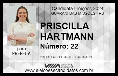 Candidato PRISCILLA HARTMANN 2024 - GUARANI DAS MISSÕES - Eleições