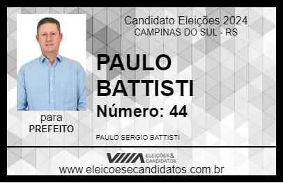 Candidato PAULO BATTISTI 2024 - CAMPINAS DO SUL - Eleições