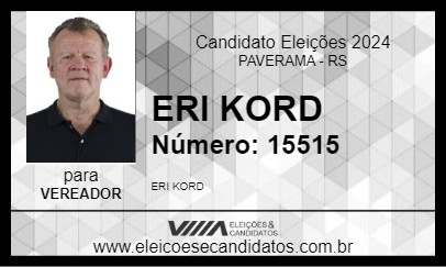 Candidato ERI KORD 2024 - PAVERAMA - Eleições