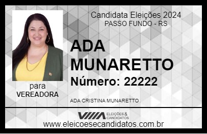 Candidato ADA MUNARETTO 2024 - PASSO FUNDO - Eleições