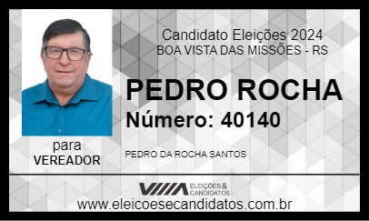 Candidato PEDRO ROCHA 2024 - BOA VISTA DAS MISSÕES - Eleições