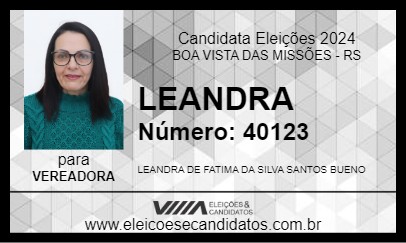 Candidato LEANDRA 2024 - BOA VISTA DAS MISSÕES - Eleições